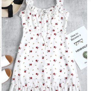 ZAFUL Ruffles Lace Up Mini Dress